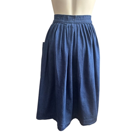 Vintage GABRIELLA Blue Denim Skirt Pleated Button-Front Women’s Size 10 - Picture 7 of 9